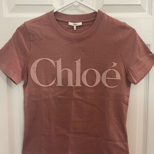 Chloé Dusty Rose Logo Short Sleeve Tee